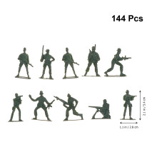 144 Pièces 4,5 Cm Mini Soldats Militaires En Plastique Vert Mélangé