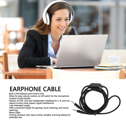 Câble audio sans perte de 1,6 m pour casques de jeu avec microphone 2