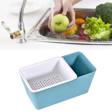 Ruimtebesparende snackcontainer met twee lagen en afvoerfunctie, blauw
