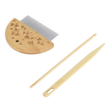 Professionelles Webkamm-Set aus Holz – 10 x 7,5 cm, 4 mm Häkelnadeln