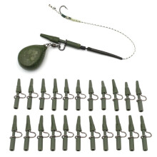 50 clips de seguridad para terminales de pesca de hierro de plástico verde para fijación de línea