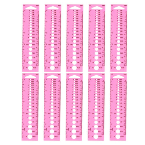 10Pcs Clear Plastic Knitting Needle Gauge Ruler Multipurpose Sewing Tool 1