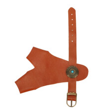 Protector de mano para tiro con arco de cuero sintético marrón vintage con correa ajustable y remaches