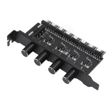 3-stifts/4-stifts 8-kanals PC-fläkthastighetsregulator med 4 vred, PCI-montering