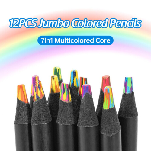 Creative Jumbo 7in1 Multicolored Pencils - 12PCS with 4mm Core 2