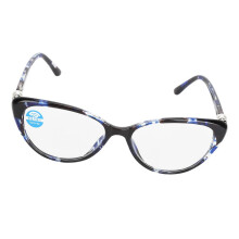 Blauw montuur progressieve leesbril voor mannen en vrouwen, anti-blauwlichtfilter +100 sterkte