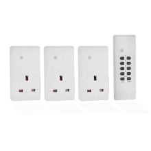 Pack Of 3 Wireless Remote Control Mains Sockets 20M Range With Remote White