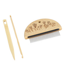Professionelles Webkamm-Set aus Holz – 4-mm-Häkelnadel, 10 x 7,5 cm