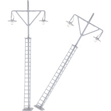 2St ABS En Staal Miniatuur Spoorweglamp Grijs Voor Zandtafel Decor