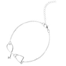 2Pcs Silver Stethoscope Bracelet Wrist Chain Jewelry For Girls