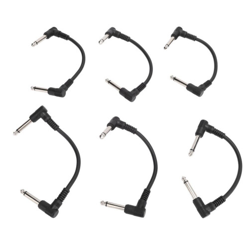Versatile 6-Piece 1/4-Inch Right Angle Guitar Patch Cable 6 Inch
