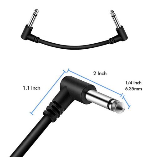 Versatile 6-Piece 1/4-Inch Right Angle Guitar Patch Cable 6 Inch 1