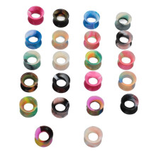 11 paar siliconen oorgauges van 10 mm, oprekset in diverse kleuren, zacht en flexibel.