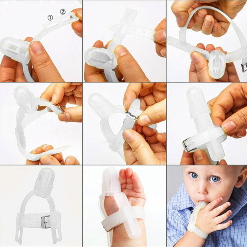 Silicone Adjustable Thumb Sucking Finger Protector Biting Teether for Baby InfantTransparent 2