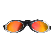 Hondenzonnebril met UV-bescherming voor kleine honden, zwart/rood, verstelbare band.