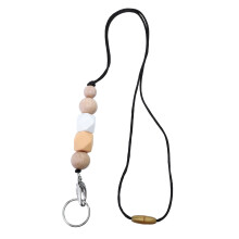 5Pcs Wood Bead Badge Clip Chain Lanyard Id Holder Necklace For Women