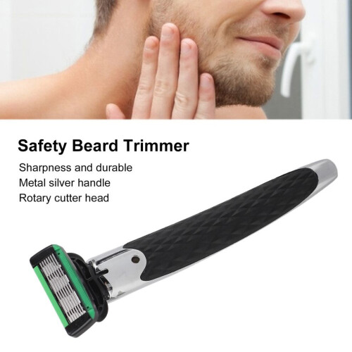 Safety Beard Trimmer with Metal Replaceable Cutter Head, 7-Layer Manual Grooming Tool 2