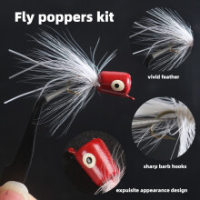Leurres de surface Popper pour la pêche à la mouche (10 pièces) pour la perche soleil, le crapet arlequin,