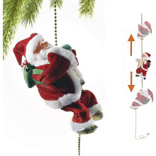 Weihnachtsornament Santa Claus, klettert auf und ab, batteriebetrieben, mit Lichtmusik und Sound, Climbing Santa Geschenk