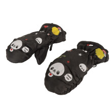 Schwarze Kinder-Schneehandschuhe mit Fingergliedern, warm und wasserdicht