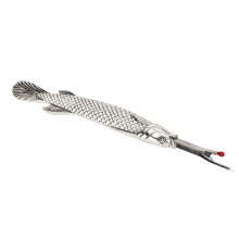 Quitacosturas vintage con forma de pez para punto de cruz, plateado, 13 cm
