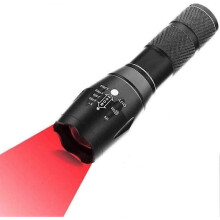LED-Rotlicht-Taschenlampe 500 Lumen aufladbarer LED-Torch wasserdicht zoombar taktische Taschenlampe für Nachtsicht Astronomie Camping Jagd (Batterie