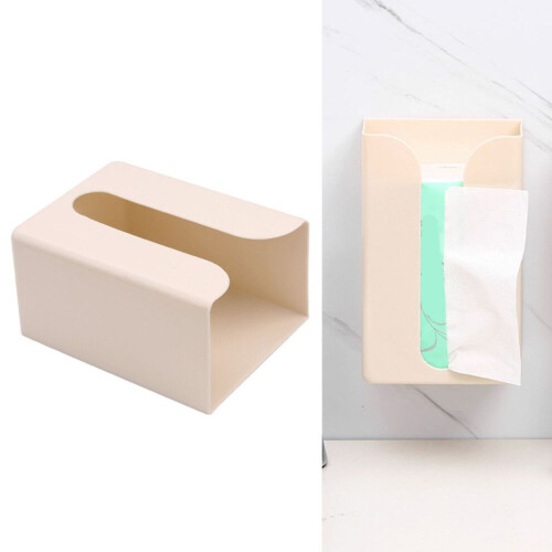 Wall Mounted Tissue Box Cover Punch-Free Large Capacity Rectangular Napkin Box