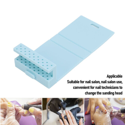 Silicone Nail Drill Bit Holder – Foldable, Blue, Multitask Storage Case 2