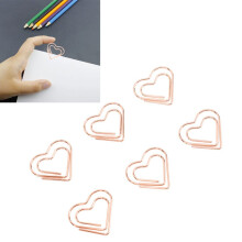100 Stück roségoldene herzförmige Büroklammern, niedliche Büroklammern aus Metall