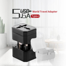 Universell reseadapter för 150+ länder kompakt svart 88g