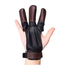 Archery Gloves PU Leather Cowhide 3-Finger Guard Men Women Youth S-XL Black Brown