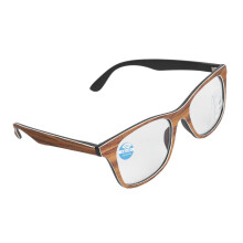 Gafas de lectura fotocromáticas progresivas con veta de madera marrón vintage para personas mayores