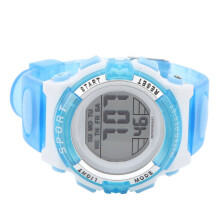 Reloj cronógrafo digital para niñas con correa de PU azul WR50M