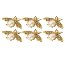 6 abnehmbare Perlen-Bienen-Schuhclips für High Heels und Sandalen (3,5 x 4,7 cm)