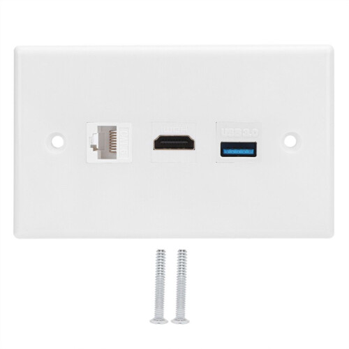 Versatile Wall Plate with CAT6 HDMI USB3.0 for Home and Office Use 1