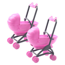 2Stk Play Doll House Baby Car Spielzeugpuppe Kinderwagen Modell