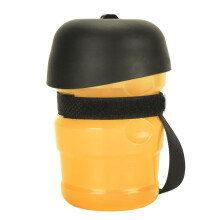 Faltbare Hunde-Trinkflasche 500 ml, Silikon/HDPE, tragbarer Spender, 15 x 9 cm, gelb