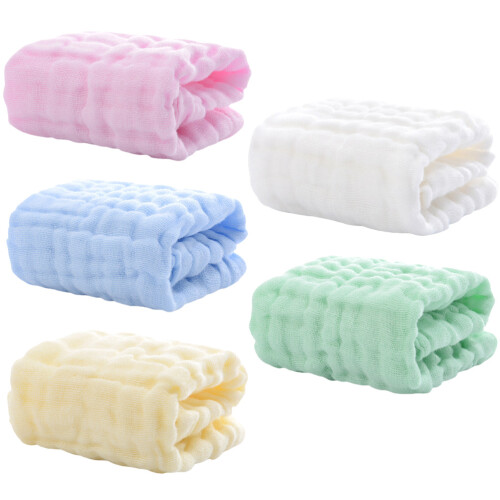 5Pièces Carrés Coton Tissu Bébé Multi-Usage Doux Et Absorbant 2