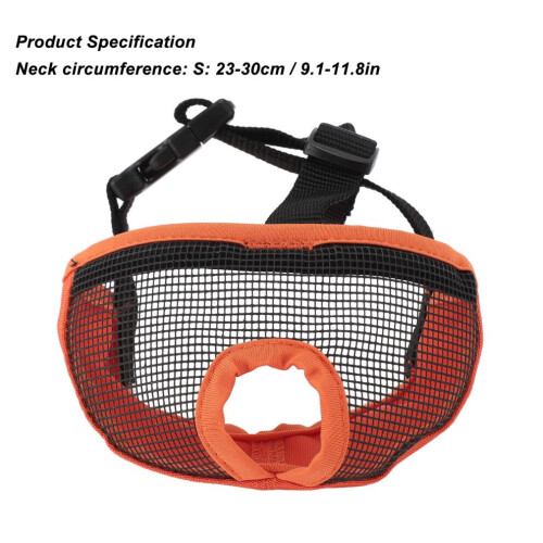 Short Snout Dog Muzzle - Soft, Breathable, Orange, Size S 1