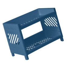 2-stöckiges Kunststoff-Schreibtischregal, Marineblau, 24 x 15 x 19 cm
