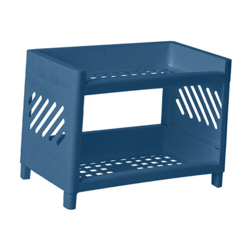 2-Tier Plastic Desktop Storage Shelf, Navy Blue, 24x15x19cm 2
