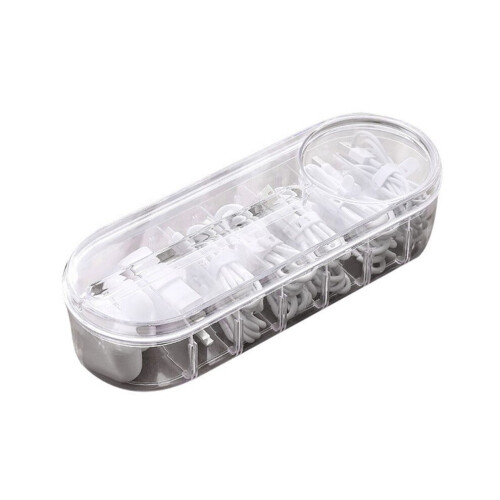 Transparent PP Cable Storage Container with Divider Desktop Cord Holder 1