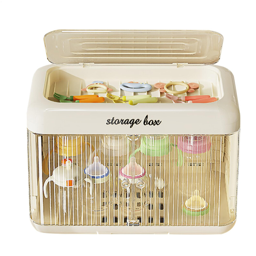 Baby Bottle Organizer Drain Tray Dustproof Lid Large Capacity Bottle Holder for Counter Cabinet Clear Drainer