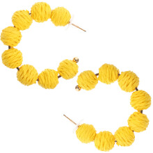 2 Paar Raffia Ball Anhänger Miss Ear Drops Perlenlegierung