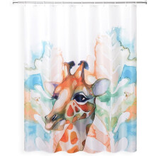 Giraffe Shower Curtain, Machine Washable Water Resistant, Designer Artwork Bathroom Decor, 72" X 72", Quick Drying Fabric