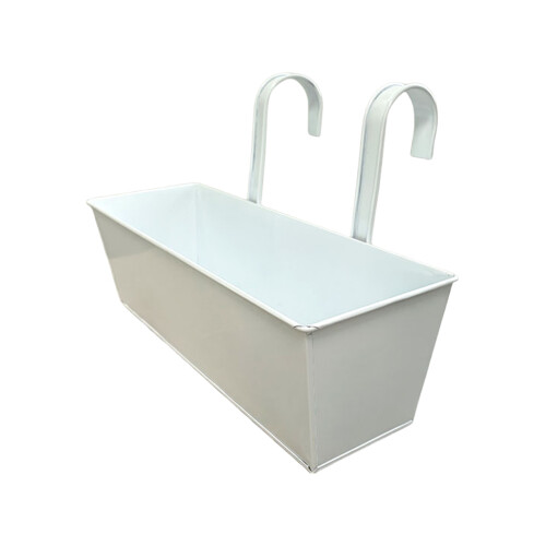 Large Hanging Flower Pot for Balcony or Deck Railing-White