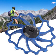 15T aluminium keramische achterderailleurwieltje blauw, 55 mm bevestiging