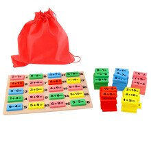 1Set Holz Domino-Bausteine Lernspiel Mit Antworttafel Für Kinder