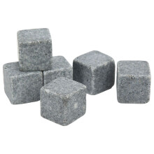 Pierres à whisky en granit de 2 cm, lot de 6, avec pochette en flanelle.