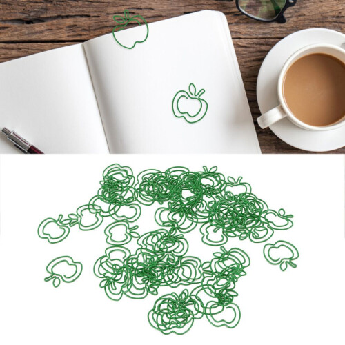100 Pcs Cyan Fruit-Shaped Iron Paper Clips for Documents & Drawings